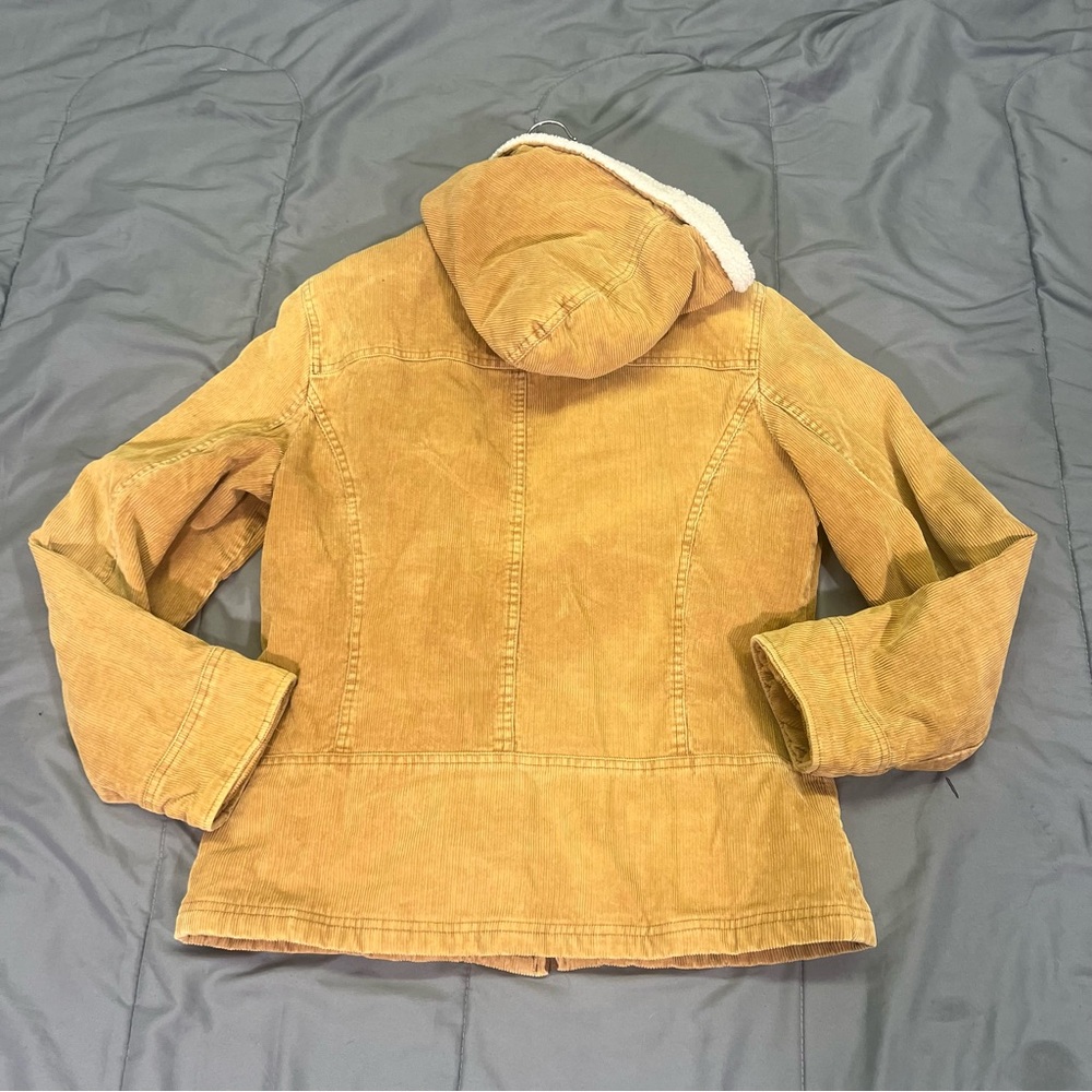 Vtg 80s 90s Y2K Faux Sherpa Lined Corduroy Trucker Jacket Womens M Tan Retro - Picture 7 of 7